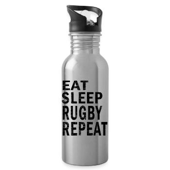 Eat sleep rugby repeat for rugby lovers - Water bottle with straw - silver - Right