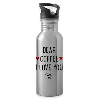 Ich liebe Kaffee - Trinkflasche mit integriertem Trinkhalm - Lightsilver - Rechts