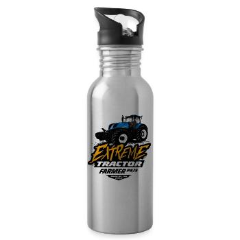 Traktor - Schlepper - Landwirt - Bauer - Trinkflasche mit integriertem Trinkhalm - Lightsilver - Rechts