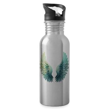 Aqua Pastel Wings for Serenity - Water bottle with straw - silver - Right