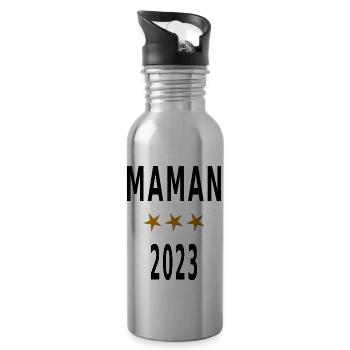 Maman 2023 - Gourde avec paille intégrée - argent clair - Droite