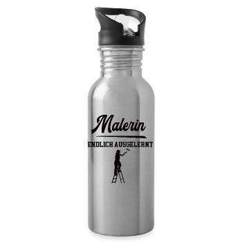 Malerin Ausbildung Bestanden Beste Azubine Azubi - Trinkflasche mit integriertem Trinkhalm - Lightsilver - Rechts