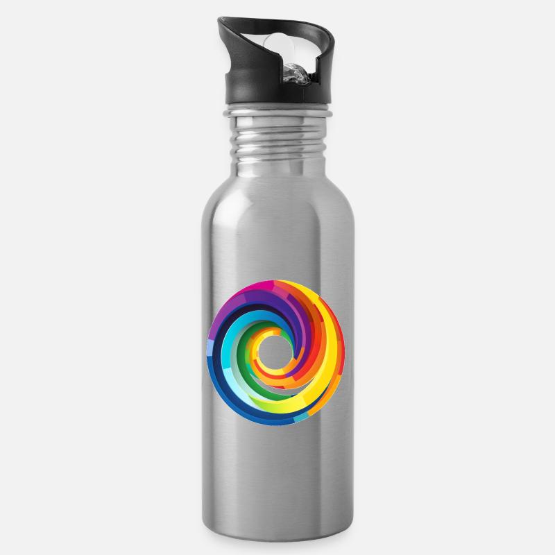 Rain circle - Water bottle with straw - silver