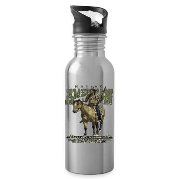 Lakota-Krieger - Crazy Horse - Trinkflasche mit integriertem Trinkhalm - Lightsilver - Rechts