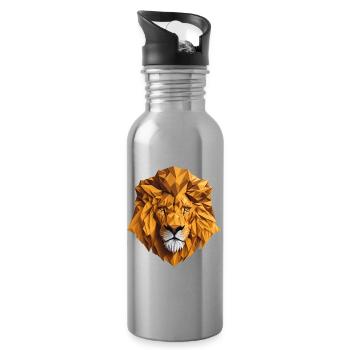Tête de lion - Gourde avec paille intégrée - argent clair - Droite