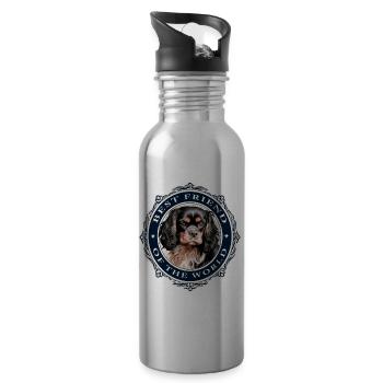 Meilleur ami du monde Cavalier Black & Tan - Gourde avec paille intégrée - argent clair - Droite