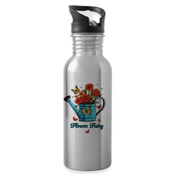 Blumen Fee Gärtnerin Gießkanne Sommer flower fairy - Trinkflasche mit integriertem Trinkhalm - Lightsilver - Rechts