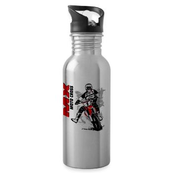 Moto Cross - Motocross - Supercross - Trinkflasche mit integriertem Trinkhalm - Lightsilver - Rechts