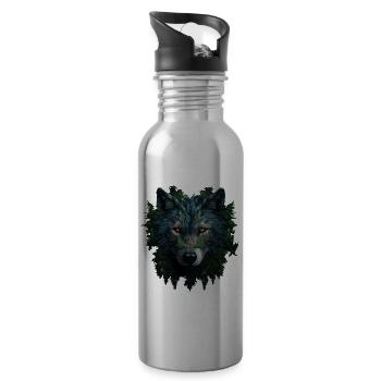 Loup dans la forêt - Gourde avec paille intégrée - argent clair - Droite