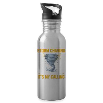 Sturmjäger Sprüche | Gewitter Meteorologe Geschenk - Trinkflasche mit integriertem Trinkhalm - Lightsilver - Rechts