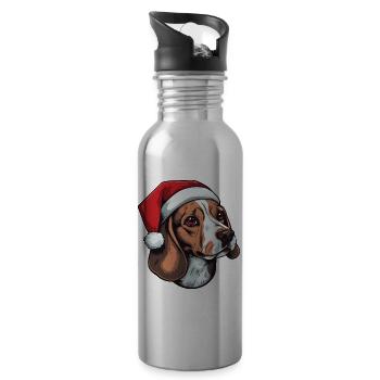 Beagle chien portrait Noël - Gourde avec paille intégrée - argent clair - Droite