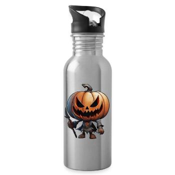 Halloween Pumpkin - Scary Character - Water bottle with straw - silver - Right
