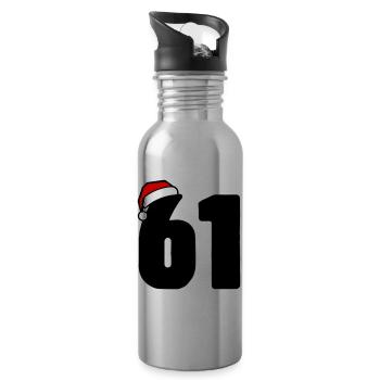 61 Number Christmas - Water bottle with straw - silver - Right