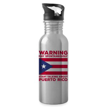 Puerto Rico | Puerto Ricaner Flagge Geschenkideen - Trinkflasche mit integriertem Trinkhalm - Lightsilver - Rechts