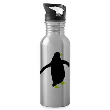 pinguin silhouette - Trinkflasche mit integriertem Trinkhalm - Lightsilver - Rechts