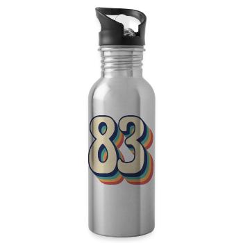 T-Shirt rétro Vintage numéro 83 quatre-vingt-trois - Gourde avec paille intégrée - argent clair - Droite