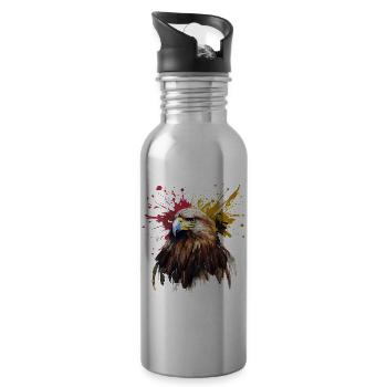 Adlerkopf Farbkleckse National deutscher Adler - Trinkflasche mit integriertem Trinkhalm - Lightsilver - Rechts