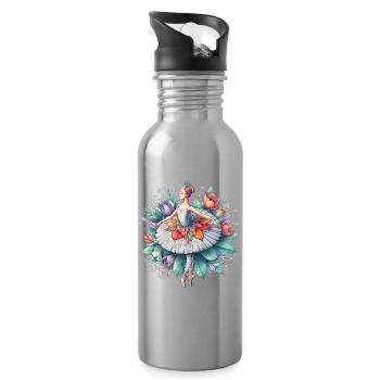 Balletttänzerin mit Tutu - Trinkflasche mit integriertem Trinkhalm - Lightsilver - Rechts