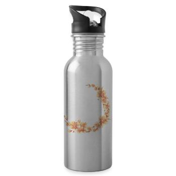 Pfirsichblüten Kranz im samtig-weichen Pfirsichton - Trinkflasche mit integriertem Trinkhalm - Lightsilver - Rechts