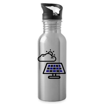 Solar Energy Panels - Water bottle with straw - silver - Right