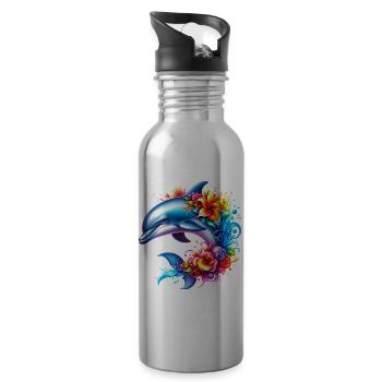 Delfin - Trinkflasche mit integriertem Trinkhalm - Lightsilver - Rechts