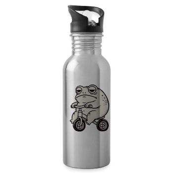Frog Toad Toad Balance Bike Tricycle Funny Whimsical - Water bottle with straw - silver - Right