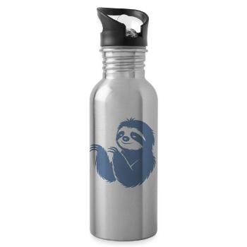 Cool paresseux silhouette portrait visage tête - Gourde avec paille intégrée - argent clair - Droite