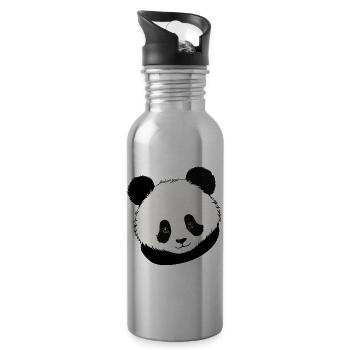 Panda Bär Kinder Panda Kopf - Trinkflasche mit integriertem Trinkhalm - Lightsilver - Rechts