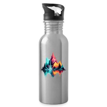 Serene Landscape Calm Tranquil Nature Mountains - Water bottle with straw - silver - Right