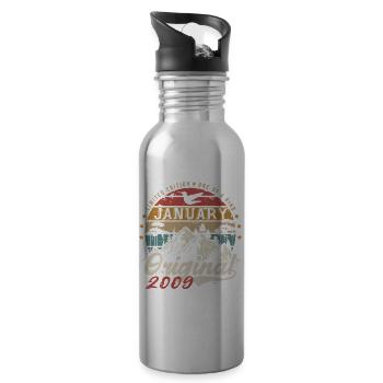 January 2009 Anniversary Gift - January 2009 - Water bottle with straw - silver - Right