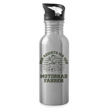 Motorcycle Motorcyclist I've had enough, I'm going - Water bottle with straw - silver - Right