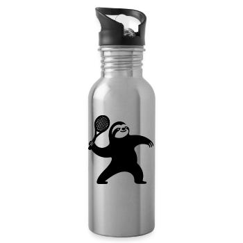 Sloth Silhouette Tennis Serve Minimaliste - Gourde avec paille intégrée - argent clair - Droite
