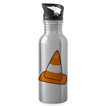 cône de signalisation avec visage - Gourde avec paille intégrée - argent clair - Droite