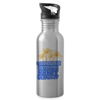 Urlaub Lanzarote - Trinkflasche mit integriertem Trinkhalm - Lightsilver - Rechts