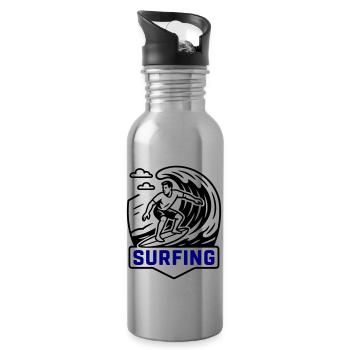 Surfing Symbol Surfer - Trinkflasche mit integriertem Trinkhalm - Lightsilver - Rechts