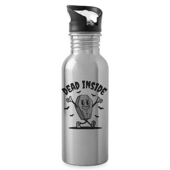 Dead Inside Funny Coffin - Water bottle with straw - silver - Right