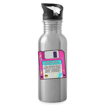Auf der Diskette fehlt die Motivation - Trinkflasche mit integriertem Trinkhalm - Lightsilver - Rechts
