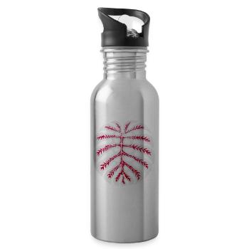 Monstera Blatt Rot – Tropisches Pflanzenmotiv - Trinkflasche mit integriertem Trinkhalm - Lightsilver - Rechts
