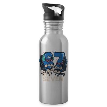 6 7 Sechs Sieben Aura Points Kids Gaming Meme  - Trinkflasche mit integriertem Trinkhalm - Lightsilver - Rechts