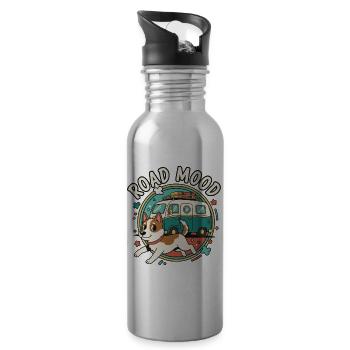Road Mod Dog Camper Van - Water bottle with straw - silver - Right