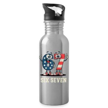 US Flag 67 Memes Six Seven - Water bottle with straw - silver - Right