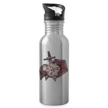 Rollenspiel Tabletop D20 Würfel Geschenk Kämpfer - Trinkflasche mit integriertem Trinkhalm - Lightsilver - Rechts
