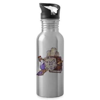 Rollenspiel Tabletop D20 Würfel Geschenk Zauberer  - Trinkflasche mit integriertem Trinkhalm - Lightsilver - Rechts