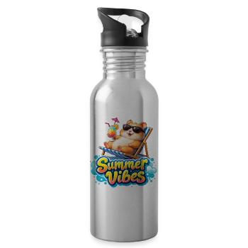 Hamster Summer Vibes - Water bottle with straw - silver - Right