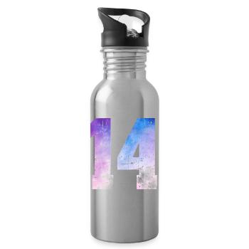 Ausgabe 14 – 14. Jubiläumsgeschenk - Trinkflasche mit integriertem Trinkhalm - Lightsilver - Rechts