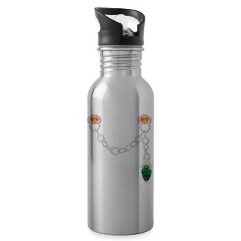 Silberner Steckverbinder - Trinkflasche mit integriertem Trinkhalm - Lightsilver - Rechts