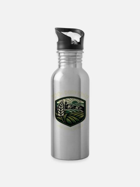 Dorfkind Ländliche Ernte - Trinkflasche mit integriertem Trinkhalm - Lightsilver