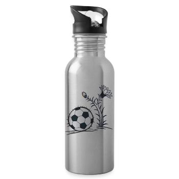 Football as a cactus - Water bottle with straw - silver - Right