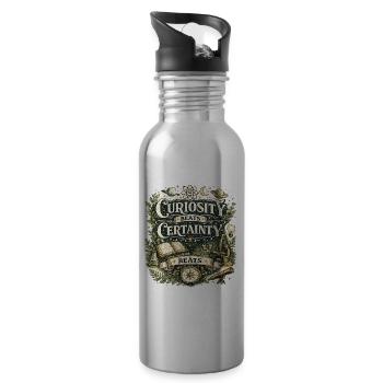 Curiosity Beats Certainty - Water bottle with straw - silver - Right