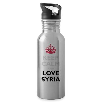 Keep Calm & Love Syria - Water bottle with straw - silver - Right